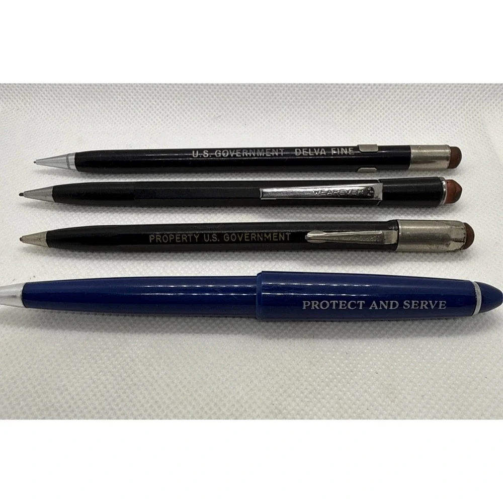Vintage‎ U.S. Government Pens Pencil Lot Wearever Scripto Delva Set Police Promo